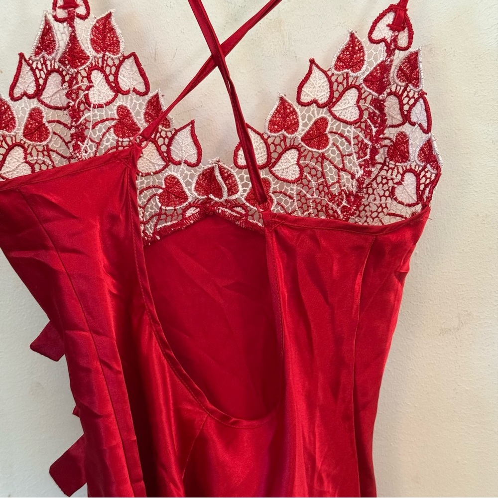 Frederick’s Elegant Red Lace Babydoll Slip Dress S - Picture 5 of 6